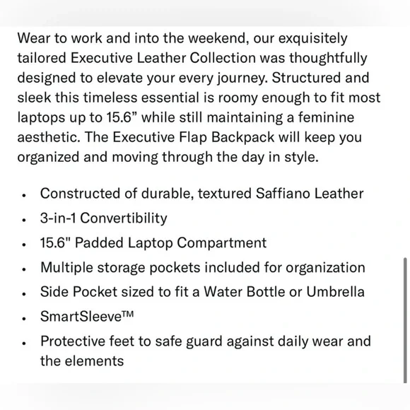 Samsonite Executive Leather Flap Backpack - Picture 6 of 7